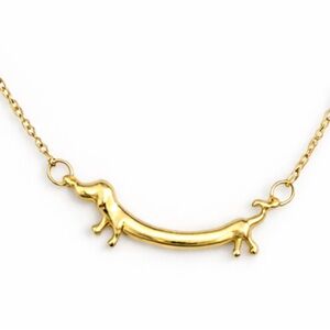 NEW 14K Gold Plated Dachshund Necklace, Dainty Dog Pendant